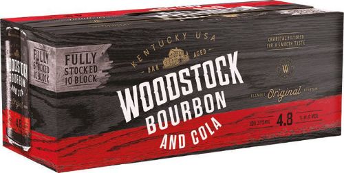 Picture of Woodstock & Cola 4.8% Premix Cans 375mL 10 Pack