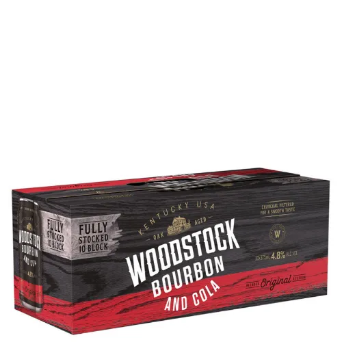 Picture of Woodstock Bourbon & Cola 4.8% Cans 3 x 10 Pack 375ml